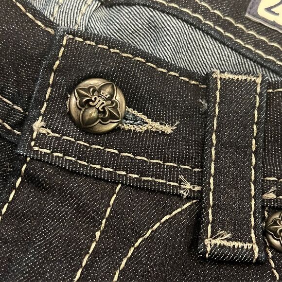 Miss Me Dark Denim Jeans with Unique Button Silver Sequins Detail - Picture 9 of 12